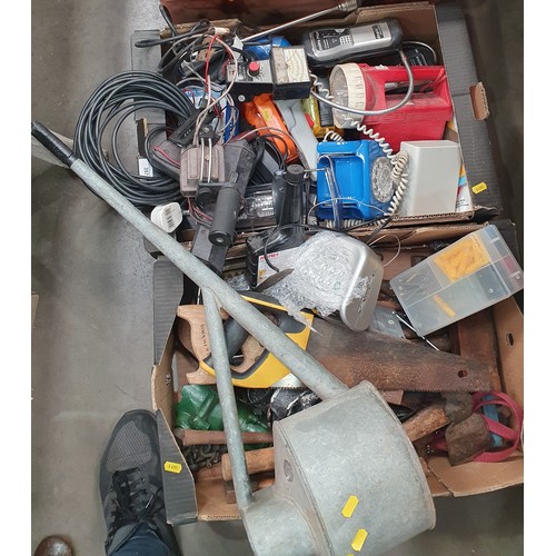 357 - Two boxes of assorted Tools, Jacks, Cables, etc.