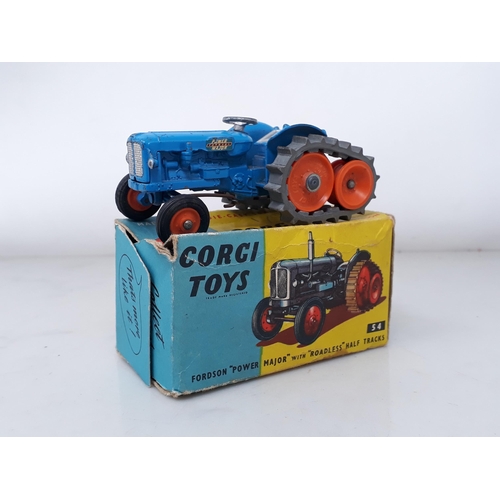 242 - A boxed Corgi Toys No.54 Fordson 'Power Major' with half tracks (one box end flap missing)