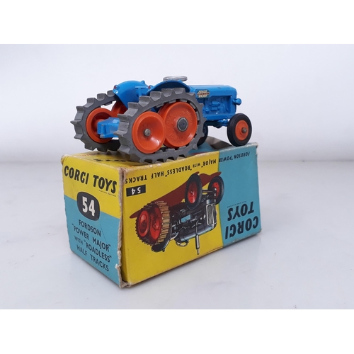 242 - A boxed Corgi Toys No.54 Fordson 'Power Major' with half tracks (one box end flap missing)