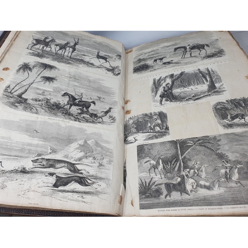 100 - An old leather covered Album containing Shooting, Racing and Hunting related ephemera, Prints, Obitu... 