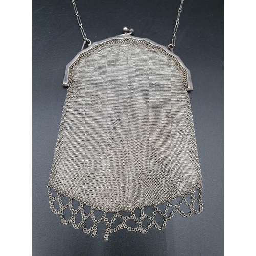 106 - A George V silver mesh Purse, London, 1926, with chain