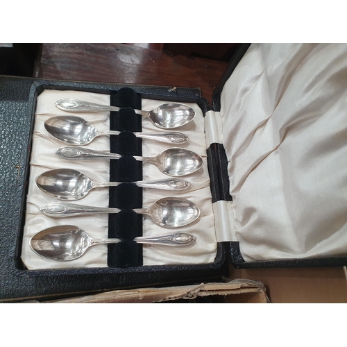 110 - A silver Cigarette Case and Jersey Souvenir Spoon, numerous plated Souvenir Spoons, a Toastrack, Can... 