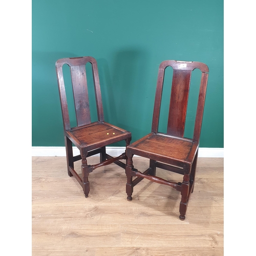 14 - A pair of Welsh 18th Century Chairs on turned supports and stretchers.