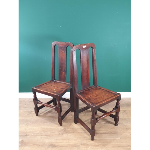 14 - A pair of Welsh 18th Century Chairs on turned supports and stretchers.