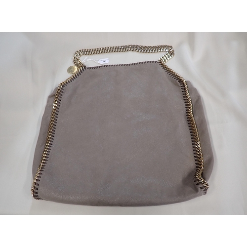 191 - A Stella McCartney taupe faux suede shoulder Bag with heavy gilt metal strap