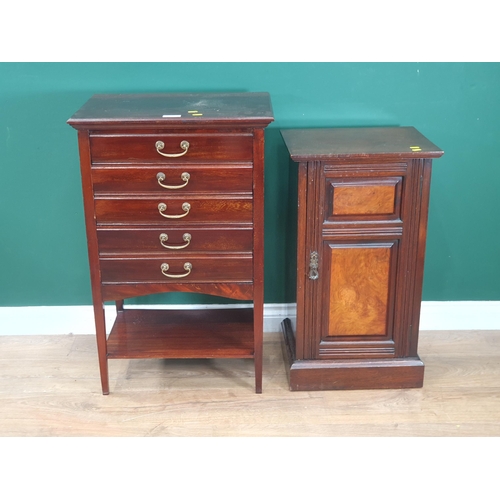 21 - An Edwardian mahogany Music Cabinet fitted five drawers 2ft 9in H x 1ft 9in W and a Victorian walnut... 