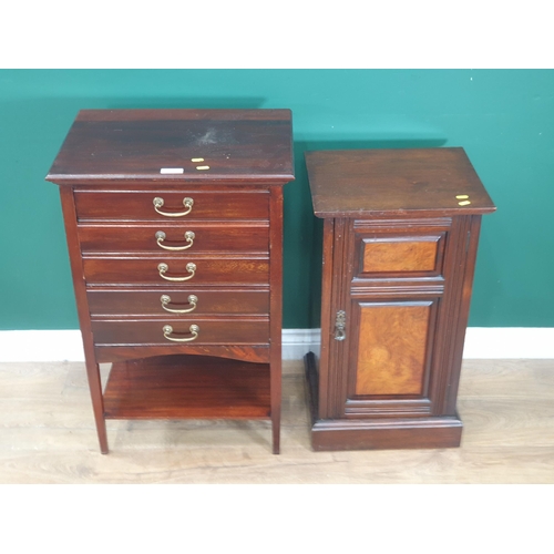 21 - An Edwardian mahogany Music Cabinet fitted five drawers 2ft 9in H x 1ft 9in W and a Victorian walnut... 