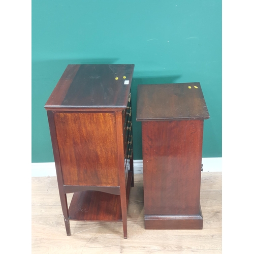 21 - An Edwardian mahogany Music Cabinet fitted five drawers 2ft 9in H x 1ft 9in W and a Victorian walnut... 