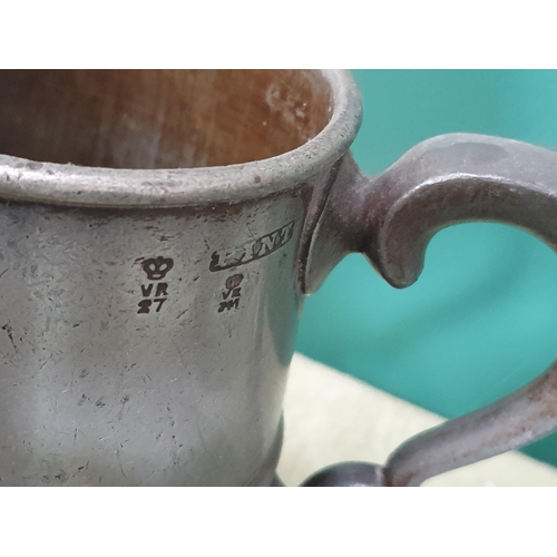 228 - A quantity of pewter including pedestal Mugs, Goblet, Tankards, Inkwell, Salt, Bell, etc, (R7)