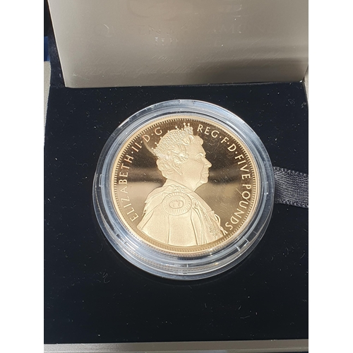 262 - A 2012 Queen's diamond jubilee gold plated silver proof Five Pounds in case of issue with COA