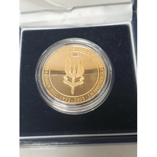 263 - A gold plated 2002 silver SAS Coin, Ltd Ed. 531/750