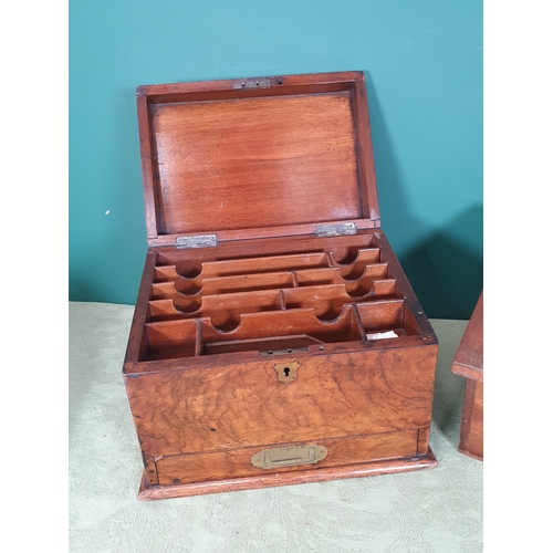 294 - A Victorian walnut Stationary Box 12in W x 9 1/2in H and  mahogany and inlaid slope fronted Box 1ft ... 