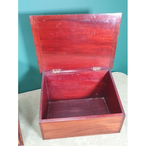 294 - A Victorian walnut Stationary Box 12in W x 9 1/2in H and  mahogany and inlaid slope fronted Box 1ft ... 