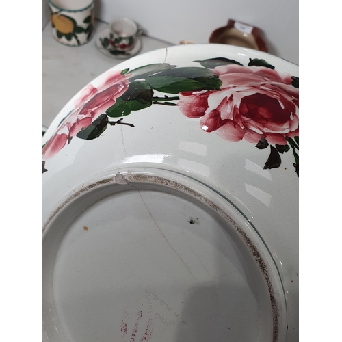 347 - A Wemyss Ware rose pattern Bowl A/F, a Wemyss T Goode & Co Storage Jar decorated with Oranges, a Wem... 