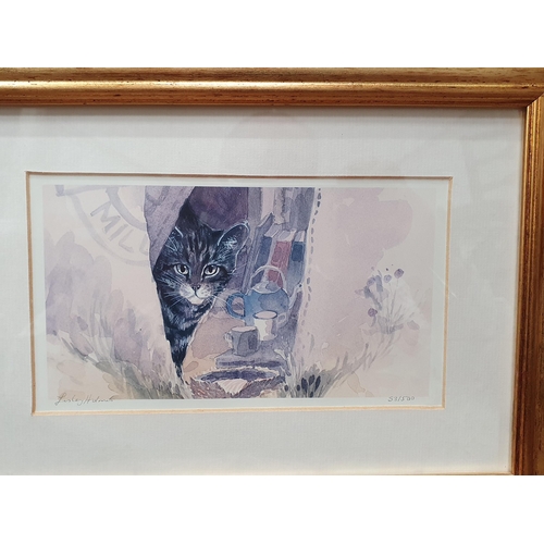 403 - LESLEY HOLMES. Study of a Cat, signed and dated 1996, watercolour; and twelve other paintings and pr... 