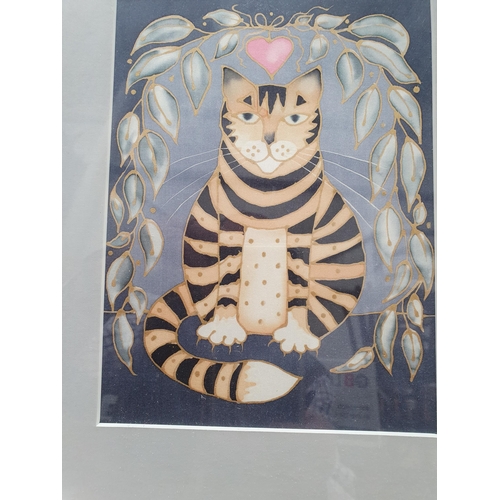 403 - LESLEY HOLMES. Study of a Cat, signed and dated 1996, watercolour; and twelve other paintings and pr... 