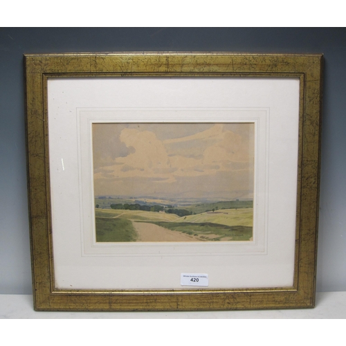 420 - J.S.C. ALEXANDER. Looking towards the Cheviots, signed, watercolour, 8 x 10¼in