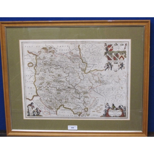 449 - AFTER JAN JANSSON. Herefordia Comitatus, engraved Map, coloured, 15 x 20in