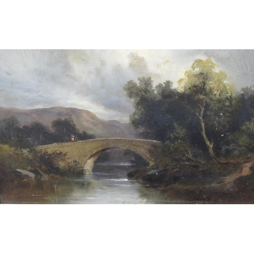 453 - E.J. WILSON. A tranquil river landscape, signed, oil on canvas board, 12½ x 18in; and a late ninetee... 