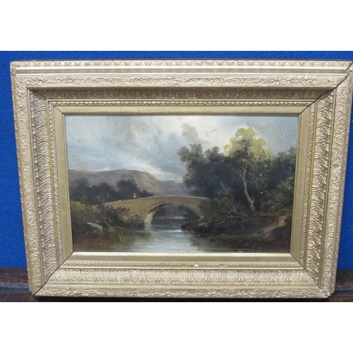 453 - E.J. WILSON. A tranquil river landscape, signed, oil on canvas board, 12½ x 18in; and a late ninetee... 