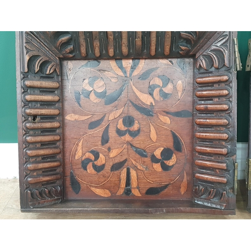 47 - A pair of antique marquetry floral panel doors, 1ft 5