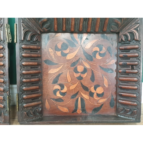 47 - A pair of antique marquetry floral panel doors, 1ft 5