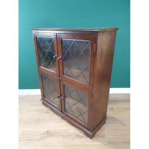 494 - A reproduction glazed oak Bookcase/Display Cabinet, 3ft 7