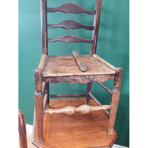 50 - A mahogany Dropleaf Table, an oak Coffee/Book Table, two bentwood Single Chairs, a ladderback Chair ... 