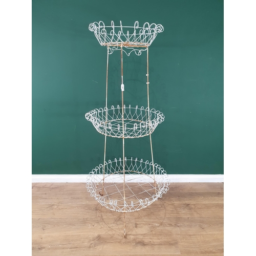 502 - A white painted wirework three tier Garden Planter/Stand, 5ft 5