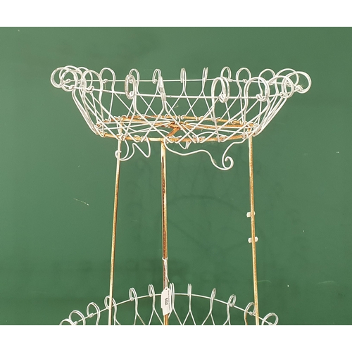 502 - A white painted wirework three tier Garden Planter/Stand, 5ft 5