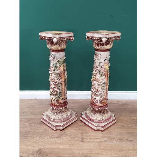 529 - A pair of Capo Di Monte Jardinière Stands, 2ft 8