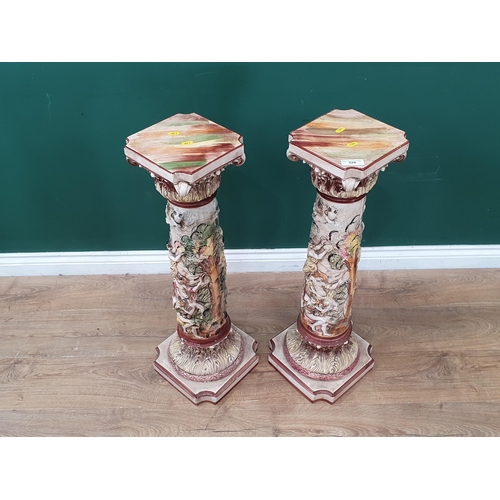 529 - A pair of Capo Di Monte Jardinière Stands, 2ft 8