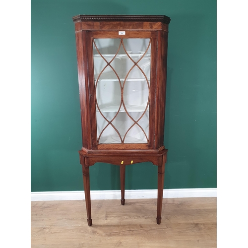 544 - A 19th Century mahogany and inlaid glazed Corner Cabinet on later stand 5ft 10in H x 2ft 4in W (R7)