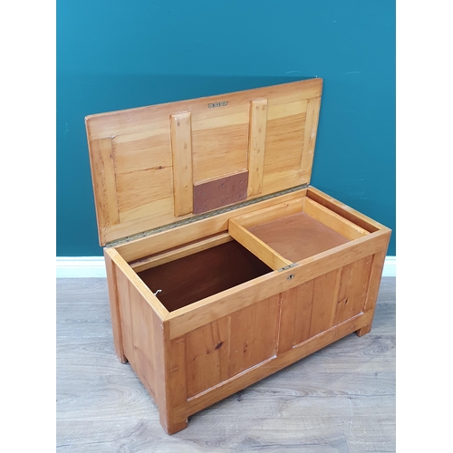 554 - A modern stained pine Blanket Box, 3ft