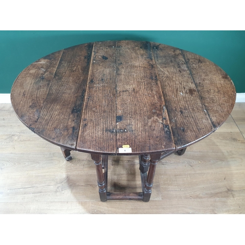 6 - A small antique oak Gateleg Table on turned supports, A/F. (R2).