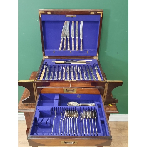 626 - A mahogany Cutlery Cabinet including a part silver plated Cutlery Set. (R9).