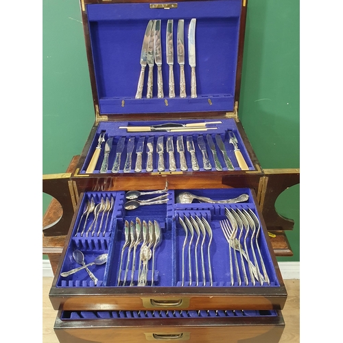 626 - A mahogany Cutlery Cabinet including a part silver plated Cutlery Set. (R9).