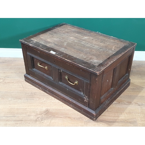 627 - An oak and pine Cupboard Base or Stand with single fitted Drawer, 1ft 4