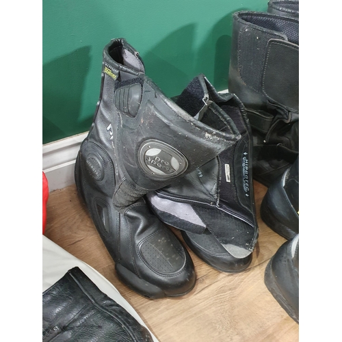 651 - A box of Motorcycle Leathers, Boots, Gloves, Jackets, etc. (R9).