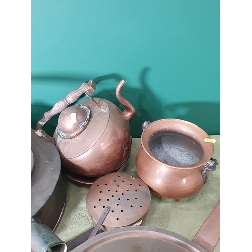 666 - A quantity of Metalware including Kettles, Saucepans, Skimmer, etc. (R8).