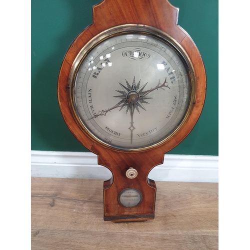 669 - A 19th Century mahogany cased Banjo Barometer and Thermometer by Sidery Kingsclere, with small centr... 