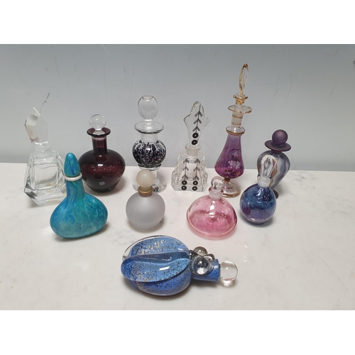 86 - Eleven Studio glass small Scent Bottle and stoppers, signed Wallace Sanders1986