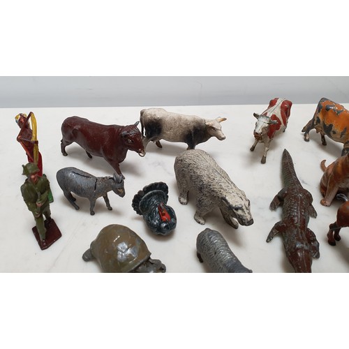 276 - A quantity of Britains and other hollow casts models including Cows, Horses, Bears, Panda etc (R4)