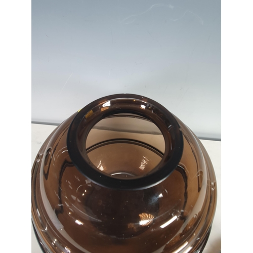 215 - A Studio Glass circular Vase and mottled brown Bowl. (R6)