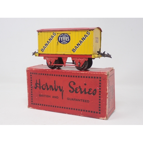 143 - A boxed Hornby 0 gauge 'Fyffes' Banana Van with red roof and chassis