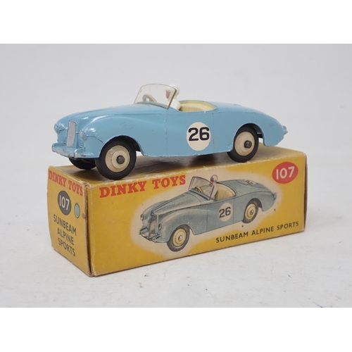 147 - Dinky Toys 107 blue Sunbeam Alpine Sports, boxed