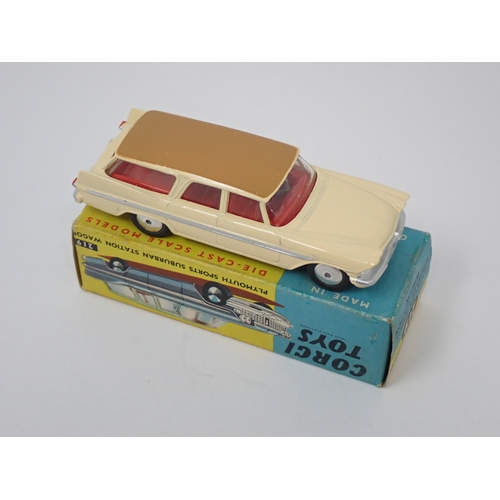 203 - Corgi Toys 219 cream Plymouth Suburban Station Wagon, boxed