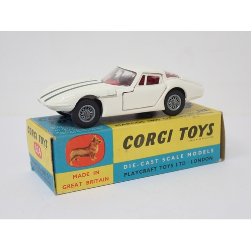 208 - Corgi Toys 325 white Marcos 1800 GT, boxed