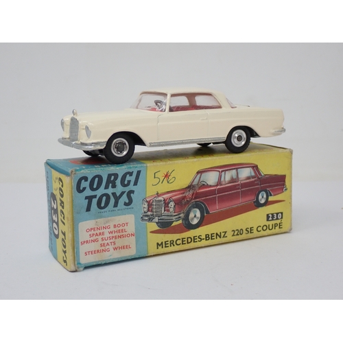 222 - Corgi Toys 230 cream Mercedes-Benz 220SE Coupe, boxed