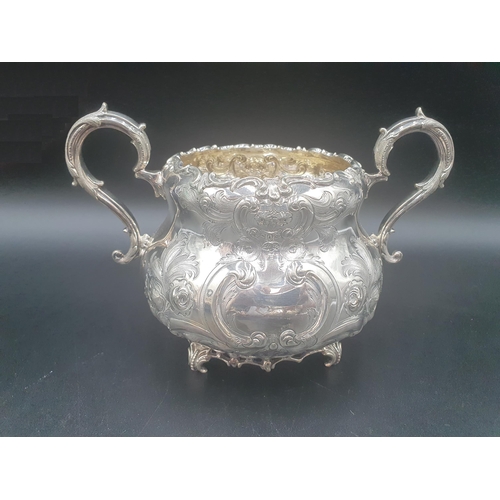 108 - A Victorian plated four piece Tea and Coffee Service floral embossed with bird finials (R1)